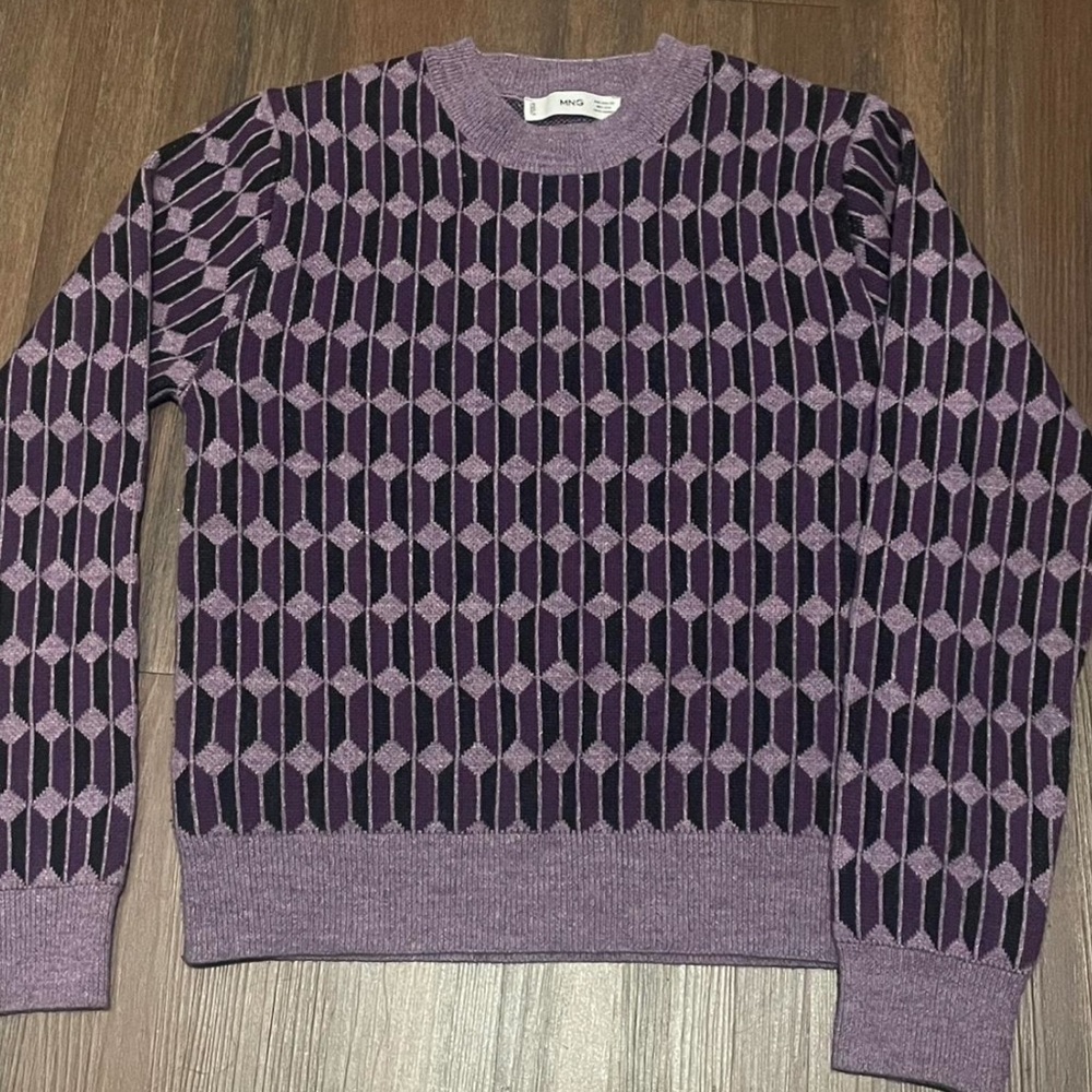 Geometric Patterned Purple Sweater - Picture 6 of 6